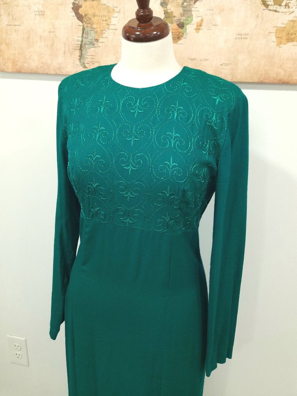 Vtg 80s long sleeve embroidered dress - Carol Anderson brand - Picture 6 of 12